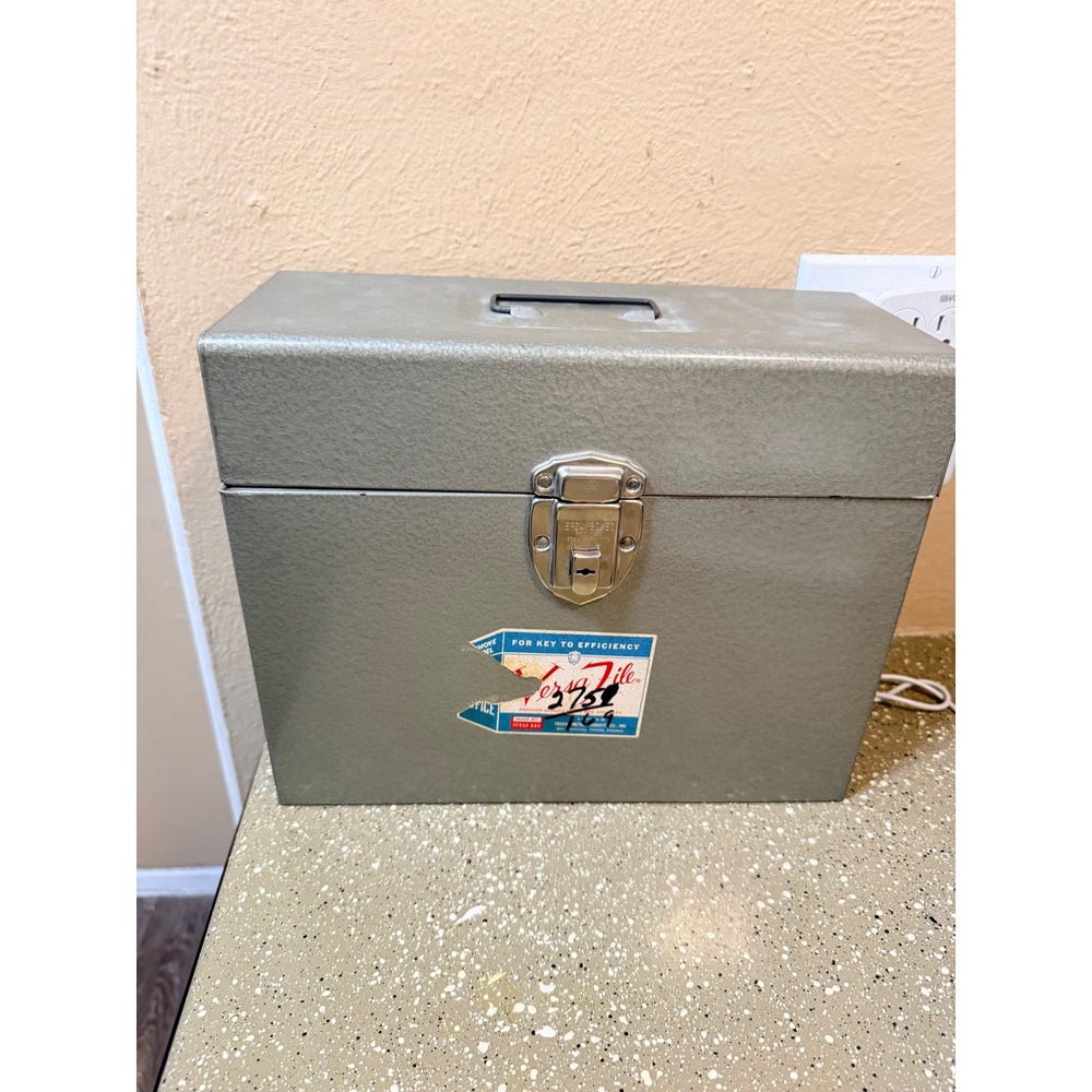Vintage Versa File Metal Box Gray Hammered‎ Finish Toccoa Metal Products USA